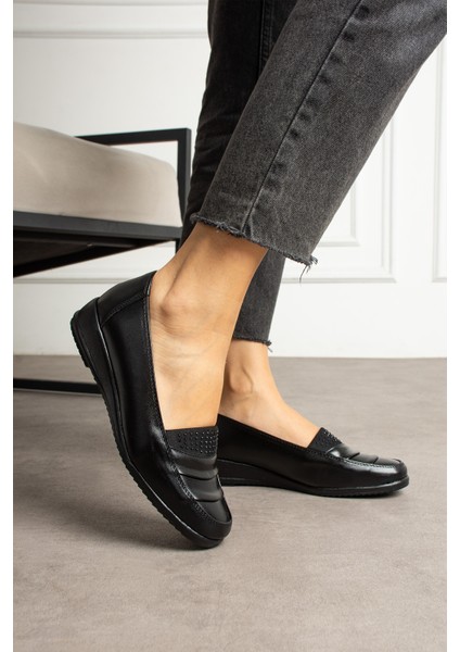 Kadın Siyah Hakiki Deri Klasik Ayakkabı Ortopedik Anne Ayakkabısı Anne Babet Topuklu Günlük Ayakkabı fiyatları