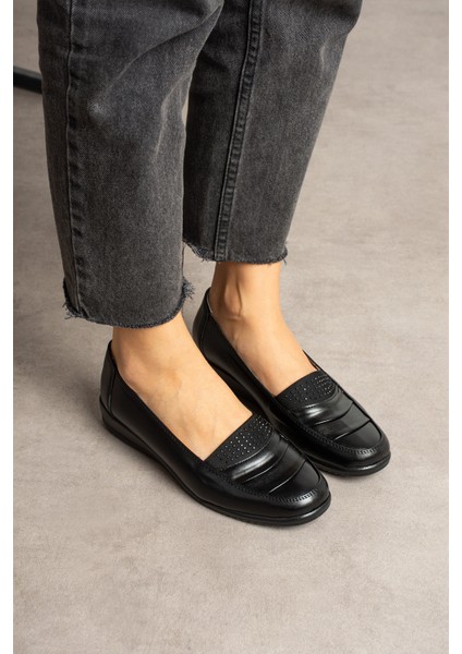 Kadın Siyah Hakiki Deri Klasik Ayakkabı Ortopedik Anne Ayakkabısı Anne Babet Topuklu Günlük Ayakkabı modelleri