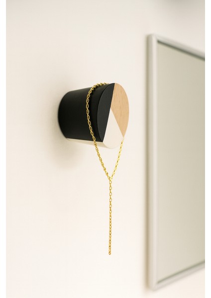 Geometrik Desenli İskandinav Stili Ahşap Koni Askı (Siyah - Beyaz) fiyatları