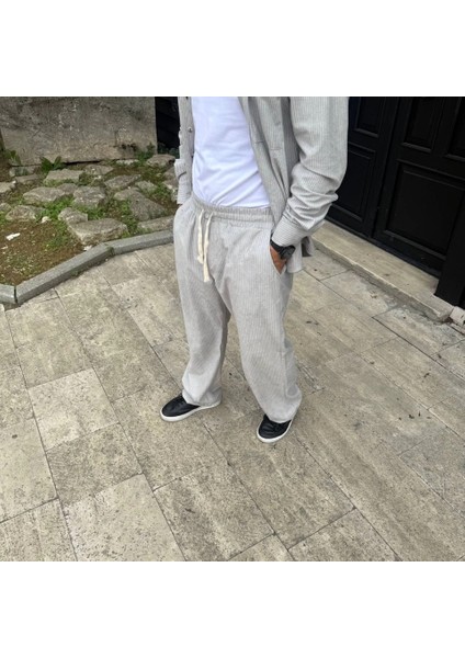 Erkek Fitilli Kadife Cepli Buggy Pantolon Oversize Rahat Kalıp - Gri fırsatları