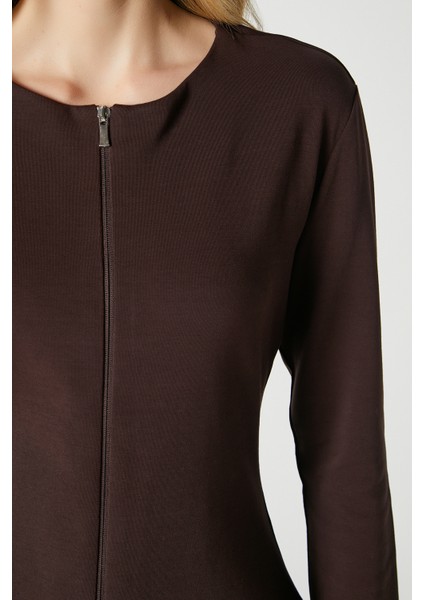 Kadın Dean Premium Çift Taraf Fermuarlı Kahverengi Bluz modelleri