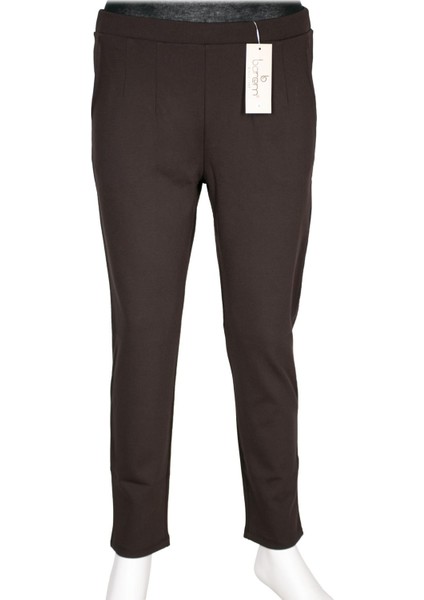 Kadın Buse Rahat Kalıp Yan Cepli Orta Kalın Çelikli Kahve Pantolon