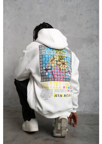 Erkek Patel Six Baskılı Kapüşonlu Sweat - Beyaz fırsatları