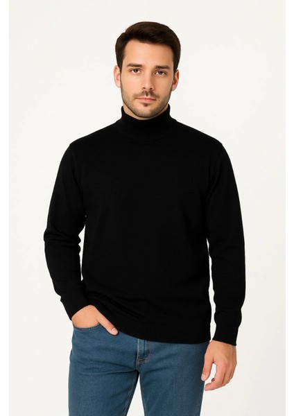 Erkek Yarım Boğaz Triko Kazak Yumuşak Dokulu Pamuklu Ince Dokuma, Uzun Kollu Rahat Regular Kalıp