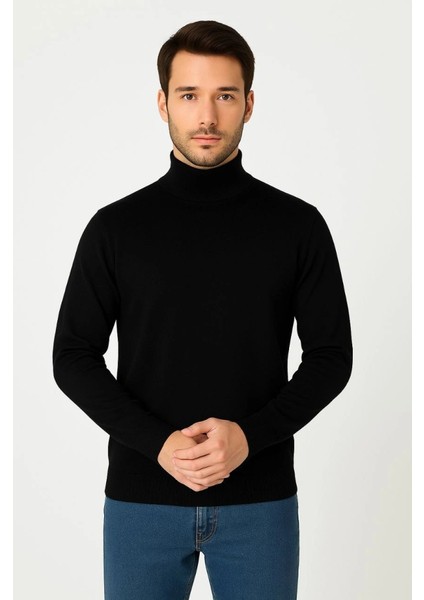 Erkek Yarım Boğaz Triko Kazak Yumuşak Dokulu Pamuklu Ince Dokuma, Uzun Kollu Rahat Regular Kalıp modelleri