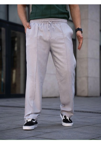 Erkek Keten Cepli Çıma Dikişli Jogger Buggy Pantalon Rahat Kalıp - Gri modelleri