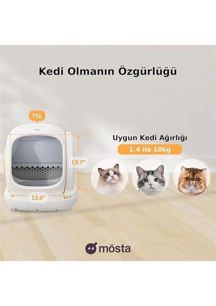 C20 Akıllı Kedi Tuvaleti, Mobil Uygulama Kontrollü, Otomatik Temizleme, Çift Deodorant indirimleri