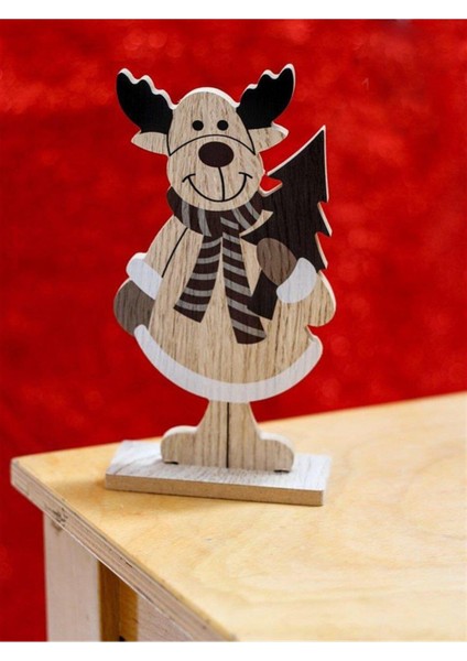 Renkli Ahşap Geyik Dekoratif Figür 8X5X16.5 cm