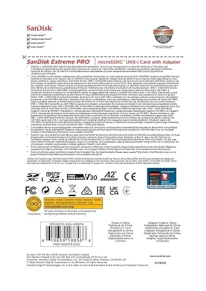 512 GB Extreme Pro Microsdxc Kart + Sd Adaptörü + Rescuepro Deluxe, 200 Mb/sn'ye Kadar, A2 U indirimleri