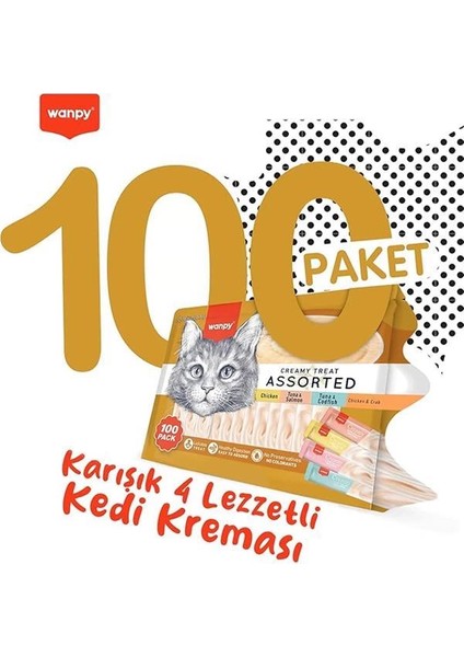 Karışık 4 Lezzet 100'LÜ Krema Kedi Ödülü 100 * 14 gr modelleri