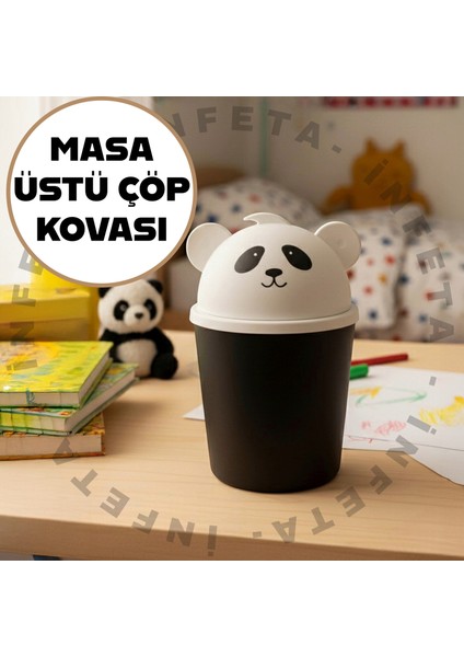 Panda Çöp Kovası Masa Üstü Çöp Kutusu