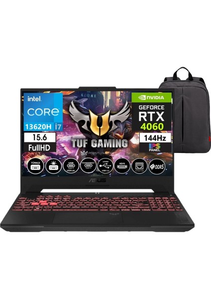 Tuf Gaming F15 FX507VV 8gb RTX4060 140W Intel I7-13620H 64GB Ram 2tb SSD 15.6 Inç Fhd 144Hz WIN11 Taşınabilir Bilgisayar (Çanta Hediyeli) P18