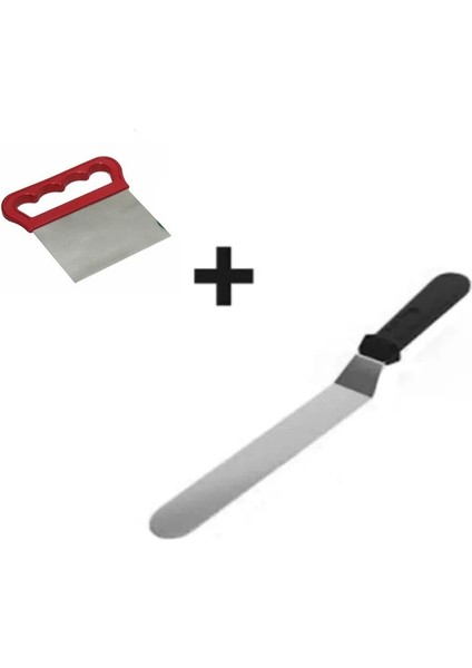 2li Set Hamur Şekillendirici Eğik Pasta Spatulası ve Metal Hamur Kesici Kazıyıcı Spatula fiyatları