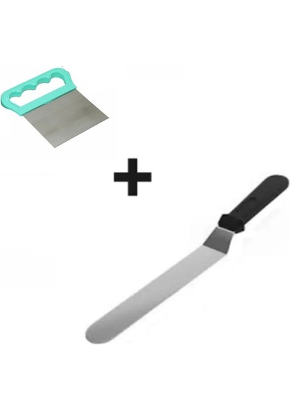 2li Set Hamur Şekillendirici Eğik Pasta Spatulası ve Metal Hamur Kesici Kazıyıcı Spatula fırsatları