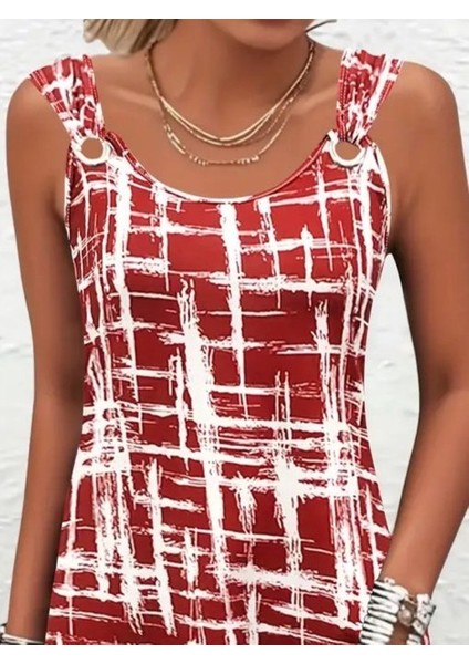 Kadın Askılı Kuş Gözü Detaylı Desenli Süprem Elbise fiyatları