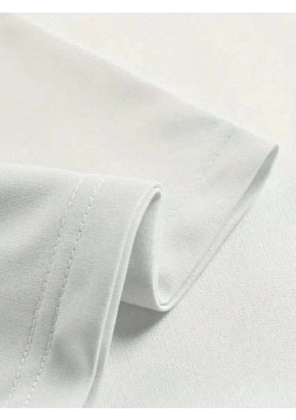 Baskılı Oversize Bisiklet Yaka T-Shirt - Beyaz fırsatları