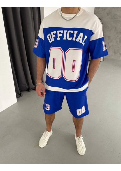 Dijital 00 Baskılı Şortlu Takım - Mavi fiyatları