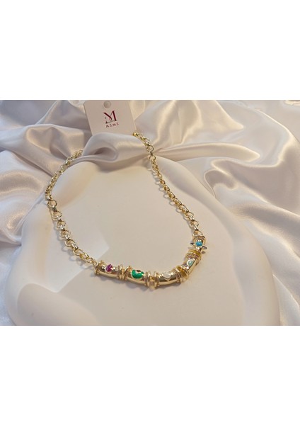 14 K Kaplama Özel Seri Renkli Plaka Kolye modelleri