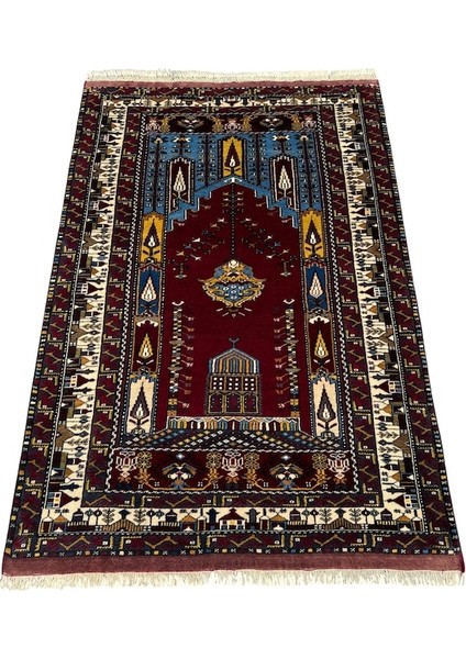 El Dokuma Sıfır Özel Koleksiyonluk Yayhalı Halısı 112X160 Kök Boya Özel Dokuma Halı Mavi