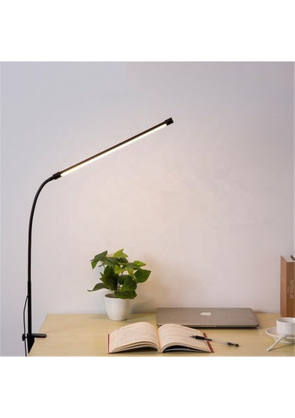 LED Masa Lambası – 12W USB Güç Girişli, Esnek Kol, Klipsli Tasarım, 3 Renk Sıcaklığı (2800K/4200K/6000K), Kısılabilir Dimmer Anahtarlı | Siyah 55
