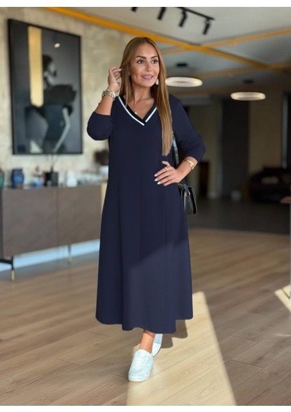 Kadın Uzun Kollu V Yakalı Midi Modal Elbise fiyatları