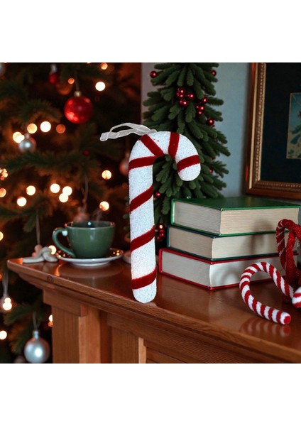 17 cm Büyük Boy Simli Baston Yılbaşı Süsü