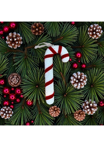 17 cm Büyük Boy Simli Baston Yılbaşı Süsü fiyatları