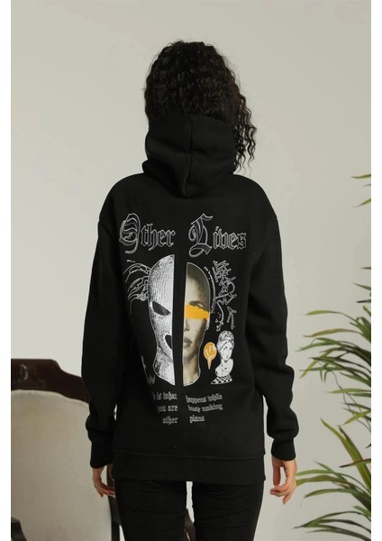 Oversize Üç Iplik Kapüşonlu Sweatshirt – Siyah “other Lives” Ön ve Arka Baskılı, Şard fiyatları