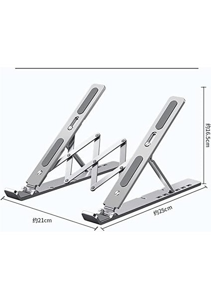 Notebook Standı 2in1 Katlanabilir Taşınabilir Folding Alüminyum Dizüstü Bilgisayar Standı Telefon Standlı 13 Kademeli