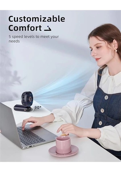 Taşınabilir El Vantilatörü, Pille Çalışan Fan, Tabanlı, 8 Saat, Dijital Ekran, 5 Hız, 90° modelleri