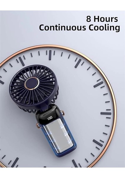 Taşınabilir El Vantilatörü, Pille Çalışan Fan, Tabanlı, 8 Saat, Dijital Ekran, 5 Hız, 90° indirimleri