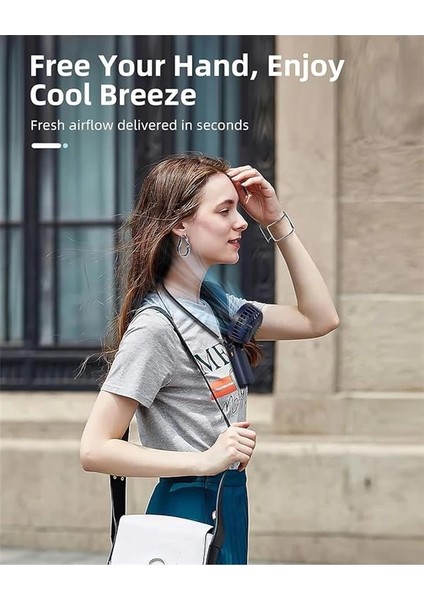 Taşınabilir El Vantilatörü, Pille Çalışan Fan, Tabanlı, 8 Saat, Dijital Ekran, 5 Hız, 90°