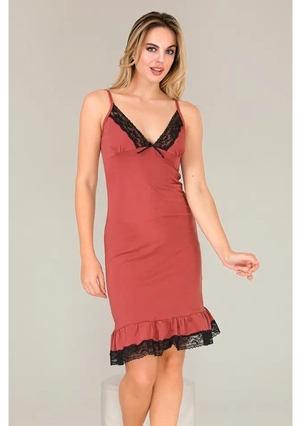 Lady Dantelli Etekli Penye Gecelik