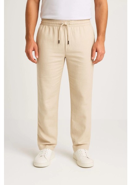 Erkek Keten Pantolon – Cepli, Beli Lastikli ve Bağcıklı, Nefes Alan Rahat Kalıp, Yazlık ve Ba modelleri