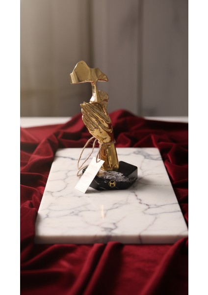 El Yapımı Mermer Taşlı Bronz Desenli Obje