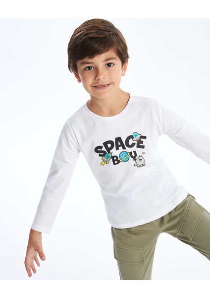 Yeni Sezon Bisiklet Yaka Baskılı Uzun Kollu Erkek Bebek Tişört