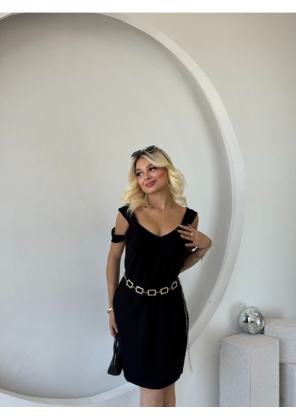 Kadın Askılı Soğuk Omuz Detaylı Modal Elbise indirimleri