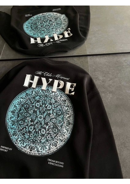 Üç Iplik Bisiklet Yaka Baskılı Sweatshirt - Siyah modelleri