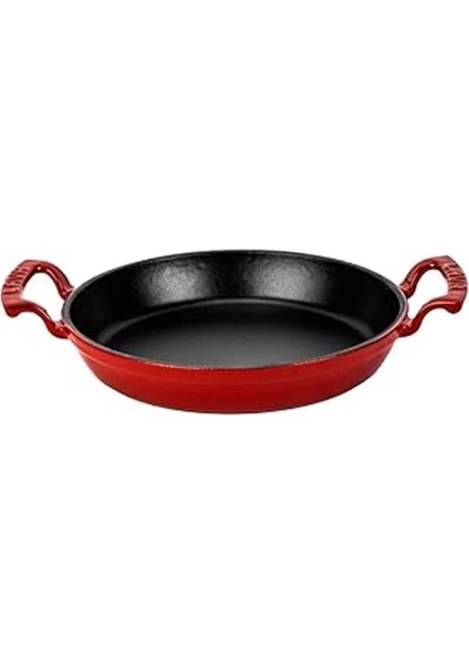 Döküm Yuvarlak Sahan Döküm Demir Yekpare Çift Kulplu ÇAP(Ø)24CM. Kırmızı