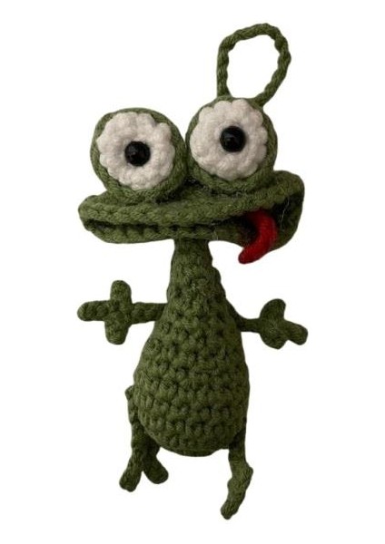 Şapşik Kurbağa Amigurumi Organik Anahtarlık Oyuncak