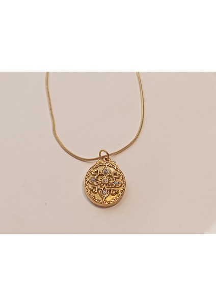 14 K Kaplama Antik Desen Figürlü Çelik Kolye fiyatları