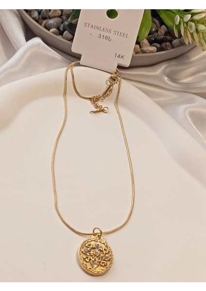 14 K Kaplama Antik Desen Figürlü Çelik Kolye fırsatları