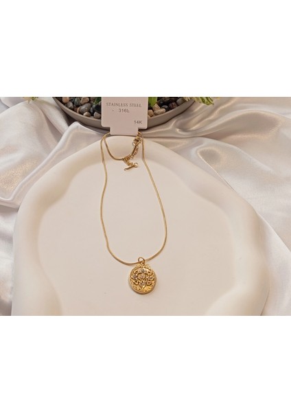 14 K Kaplama Antik Desen Figürlü Çelik Kolye indirimleri