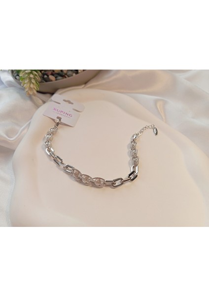 Topçuk Zincir Detaylı Xuping Jewelry Gümüş Renk Bileklik fiyatları