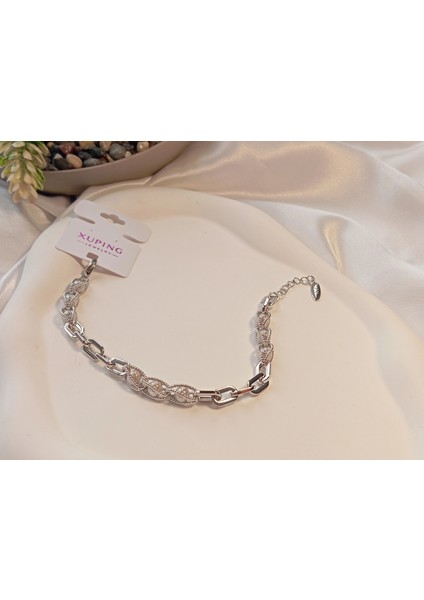 Topçuk Zincir Detaylı Xuping Jewelry Gümüş Renk Bileklik indirimleri