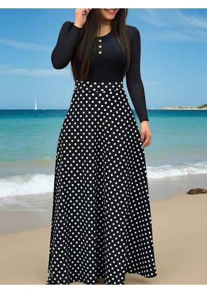 Kadın Uzun Kollu Önü Düğmeli Viskon Bluz Eteği Örme Maxi Krep Elbise fiyatları