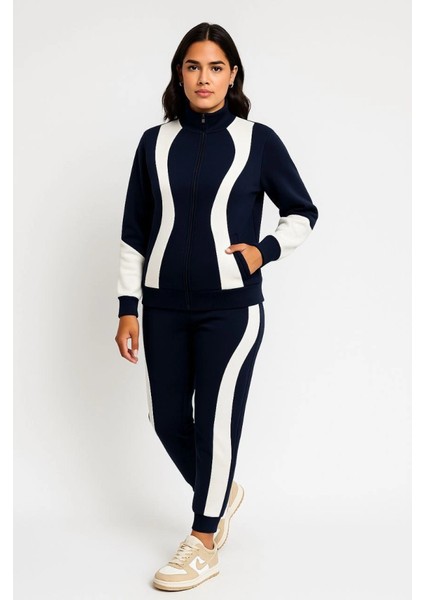 Premium Parçalı Eşofman Takım - Dik Yaka Fermuarlı Sweatshirt - Siyah fiyatları