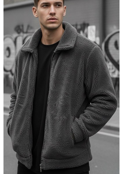 Harris Peluş Içi Polarlı Tam Fermuarlı Gömlek Yaka Kalın Erkek Hırka Sweatshirt Polar fiyatları