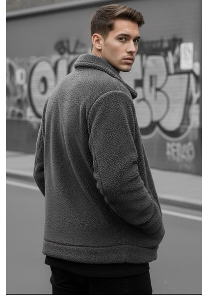 Harris Peluş Içi Polarlı Tam Fermuarlı Gömlek Yaka Kalın Erkek Hırka Sweatshirt Polar modelleri