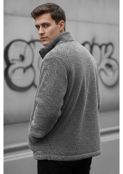 Harris Peluş Içi Polarlı Tam Fermuarlı Gömlek Yaka Kalın Erkek Hırka Sweatshirt Polar modelleri